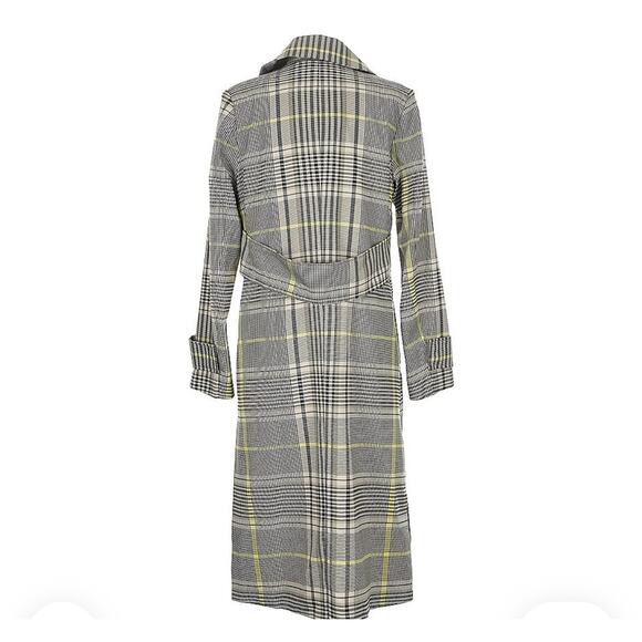 AVEC LES FILLES Gray Plaid Fall Spring Long Trench Coat Size Small - Picture 3 of 7